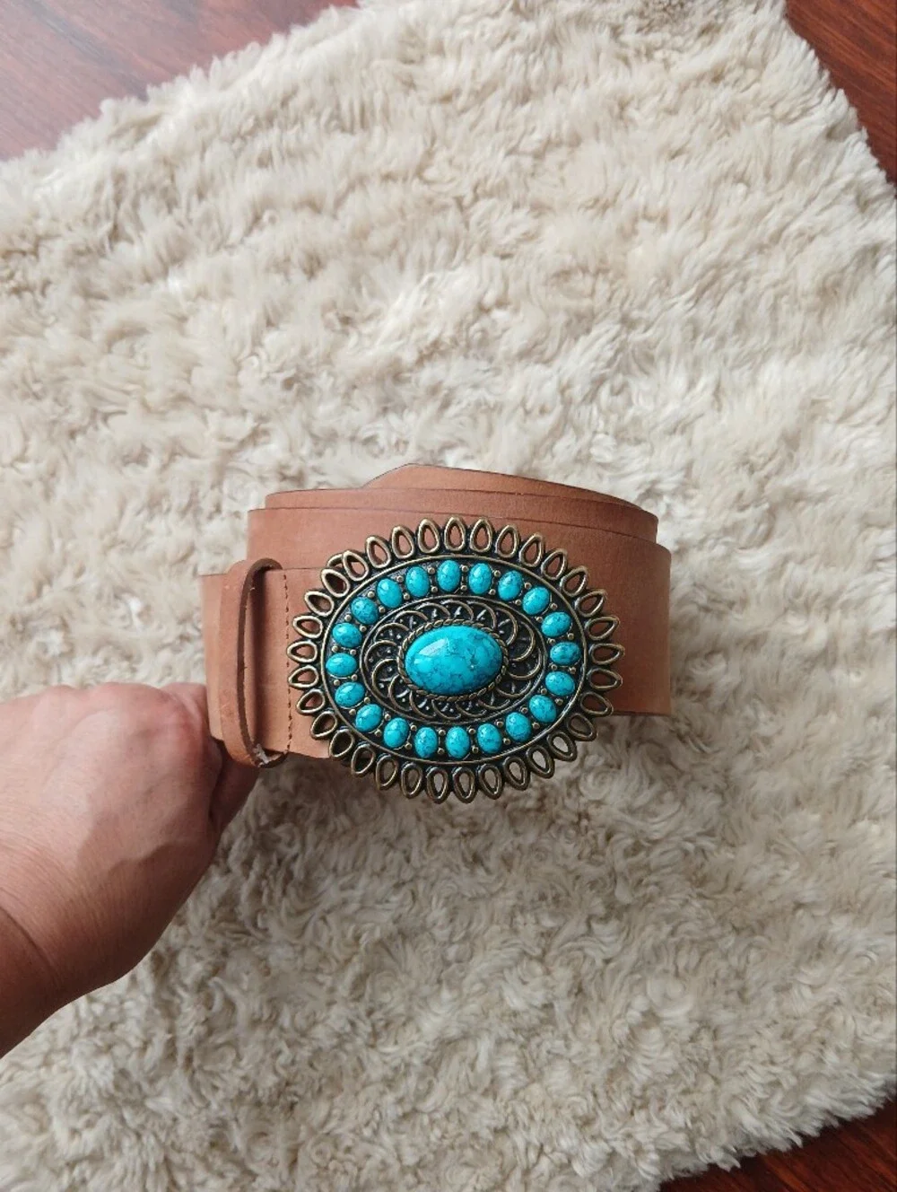 💎 Jessica Simpson Women's Belt Turquoise Color Buckle Leather